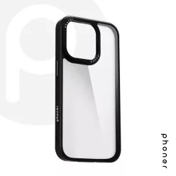   Phoner Custom Hybrid Apple iPhone 15 Pro hátlap tok, fekete (fekete gombokkal)