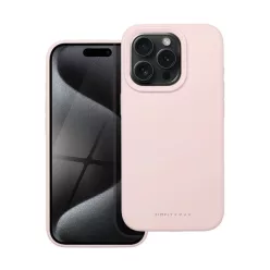   Roar Apple iPhone 15 Pro prémium szilikon tok velúr béléssel, világos rózsaszín