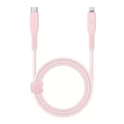   Energea Flow C94 USB-C / Lightning MFI szövet gyorstöltő- és adatkábel, 1.5m, 60W, 3A, rózsaszín