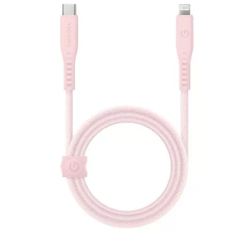 Energea Flow C94 USB-C / Lightning MFI szövet gyorstöltő- és adatkábel, 1.5m, 60W, 3A, rózsaszín