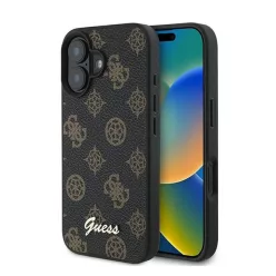   Guess PU Peony Script Apple iPhone 16 Plus MagSafe kompatibilis tok, fekete/barna GUHMP16MPGPYSK