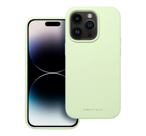 Roar Apple iPhone 16 Pro prémium szilikon tok velúr béléssel, világoszöld
