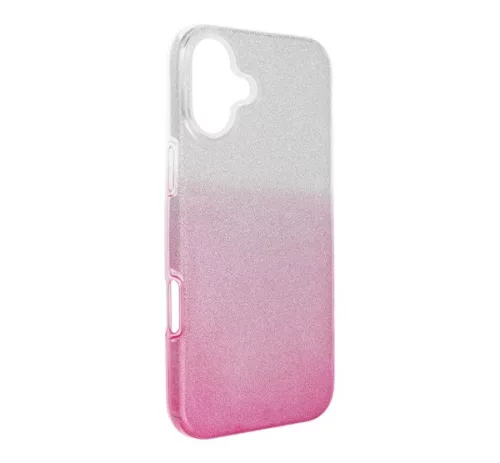 Apple iPhone 16 Plus csillámos hátlap tok, átlátszó/rózsaszín