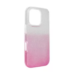   Apple iPhone 16 Pro csillámos hátlap tok, átlátszó/rózsaszín