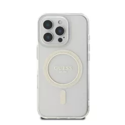   Guess IML Glitter Ring Apple iPhone 16 Pro Magsafe kompatibilis hátlap tok, átlátszó