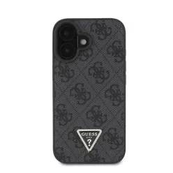   Guess PU 4G Strass Triangle Metal Logo Apple iPhone 16 hátlap tok Crossbody pánttal, fekete