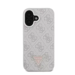   Guess PU 4G Strass Triangle Metal Logo Apple iPhone 17e / iPhone 16e hátlap tok, rózsaszín