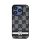DKNY PU Leather Checkered Pattern and Stripe iPhone 14 Pro hátlap tok, fekete