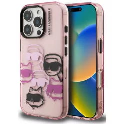   Karl Lagerfeld IML Multi K&CH Heads iPhone 16 Pro Max hátlap tok, rózsaszín