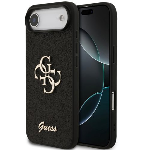 Guess PU Fixed Glitter 4G Metal Logo Apple iPhone Air (2025) hátlap tok, fekete