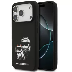   Karl Lagerfeld Liquid Silicone K&CH Sketch Apple iPhone 17 Pro MagSafe kompatibilis hátlap tok, fekete