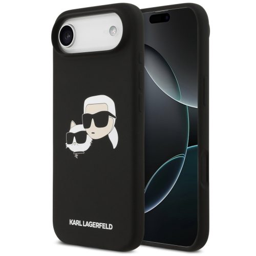Karl Lagerfeld Silicone Double Heads Print Apple iPhone Air (2025) MagSafe kompatibilis hátlap tok, fekete