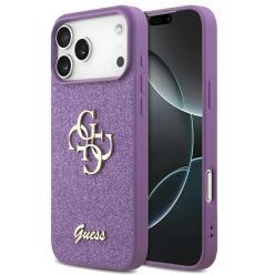   Guess Fixed Glitter Big 4G Apple iPhone 17 Pro hátlap tok, csillámos, lila