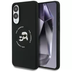   Karl Lagerfeld Silicone Double Heads And Circle Samsung Galaxy S25 Edge MagSafe kompatibilis hátlap tok, fekete
