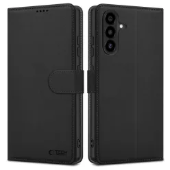   Tech-Protect Wallet Samsung Galaxy A17 flip / kinyitható tok kártyatartóval, fekete