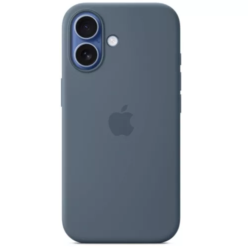 Apple iPhone 17 gyári szilikon tok, MagSafe, acélkék