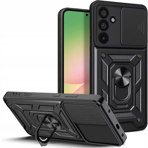 Tech-Protect Camshield Pro Samsung Galaxy A56 strapabíró tok kameravédelemmel, kitámasztóval, fekete