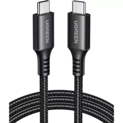   Ugreen US567 USB-C-USB-C töltő-és adatkábel, Nylon, 60W, 3A, 1m, fekete