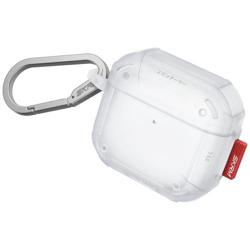 Skinarma Mecha CE AirPods 4 tok karabinerrel, Frost, átlátszó