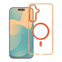   Frame Clear Hybrid Mag Samsung Galaxy A57 hátlap tok, MagSafe, átlátszó-narancs