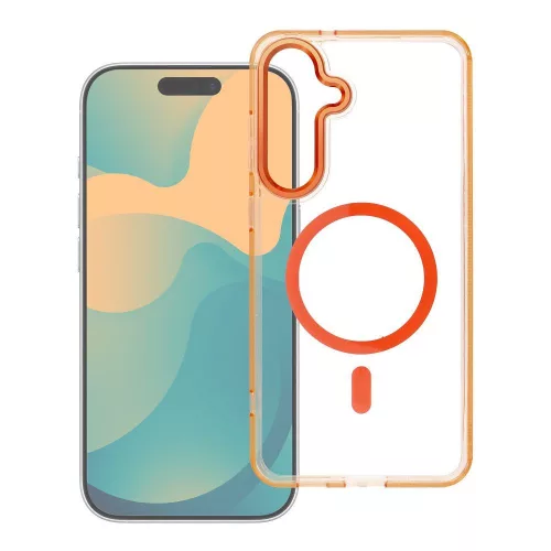 Frame Clear Hybrid Mag Samsung Galaxy A57 hátlap tok, MagSafe, átlátszó-narancs