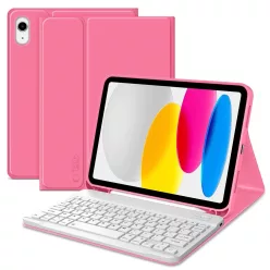   Tech-Protect Sc Pen Apple iPhone iPad 11 2025 / iPad 10.9 2022 oldalra nyíló, kitámasztható mappa tok ceruza tartóval, mágneses rögzítés, billentyűzettel, rózsaszín