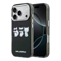   Karl Lagerfeld IML Choupette Trio Watercolor Apple iPhone 17 Pro mágneses tok, MagSafe, fekete-ezüst