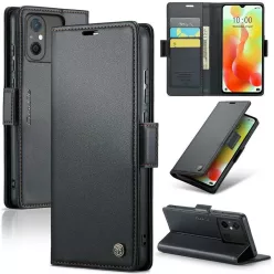   Apple iPhone 13 Pro Max, Oldalra nyíló tok, stand, kártyatartóval, RFID technológiával, Wooze CaseME, fekete