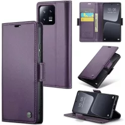   Apple iPhone 13 Pro Max, Oldalra nyíló tok, stand, kártyatartóval, RFID technológiával, Wooze CaseME, lila