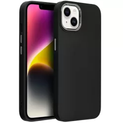   Samsung Galaxy S26 Ultra SM-S948, Szilikon tok, közepesen ütésálló, fémhatású kamera keret, Frame Case, fekete