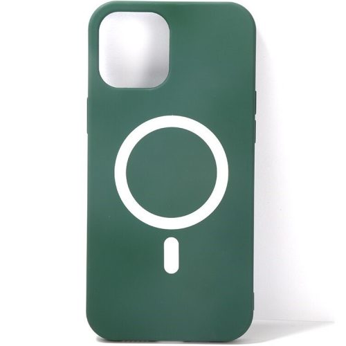 Apple iPhone 11, Szilikon tok, mágnes gyűrűvel, MagSafe töltővel kompatibilis, Wooze Magsafe Case, zöld