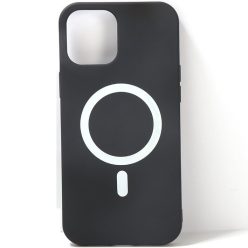   Apple iPhone 12 Pro, Szilikon tok, mágnes gyűrűvel, MagSafe töltővel kompatibilis, Wooze Magsafe Case, fekete