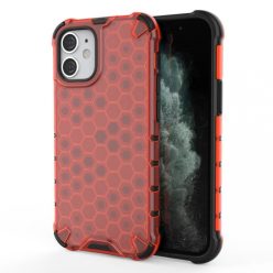   Apple iPhone 11 Pro, Műanyag hátlap védőtok, közepesen ütésálló, légpárnás sarok, méhsejt minta, Wooze Honey, piros