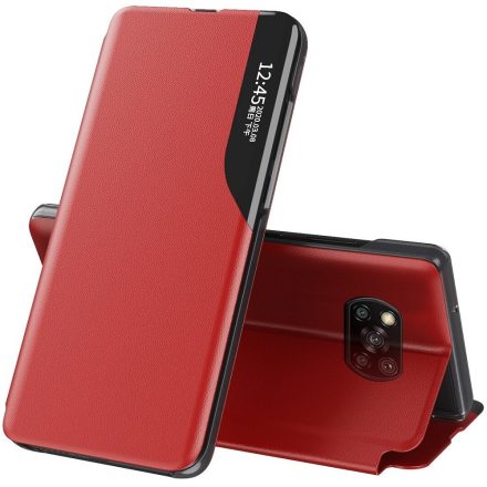 Xiaomi Mi 11 Pro, Oldalra nyíló tok, stand, hívás mutatóval, Wooze FashionBook, piros