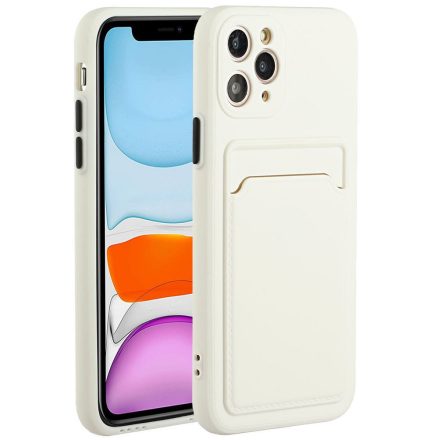 Apple iPhone 7 / 8 / SE (2020) / SE (2022), Szilikon tok, kártyatartóval, Wooze Card Slot, fehér