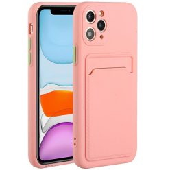   Samsung Galaxy A11 / M11 SM-A115F / M115F, Szilikon tok, kártyatartóval, Wooze Card Slot, rózsaszín