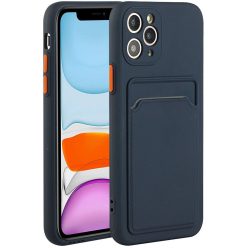   Samsung Galaxy A11 / M11 SM-A115F / M115F, Szilikon tok, kártyatartóval, Wooze Card Slot, sötétkék