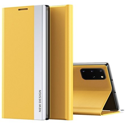 Huawei P Smart (2021), Oldalra nyíló tok, stand, Wooze Silver Line, sárga