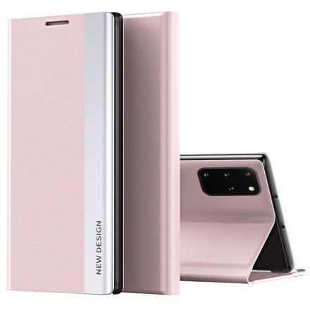 Huawei P40 Pro, Oldalra nyíló tok, stand, Wooze Silver Line, rózsaszín