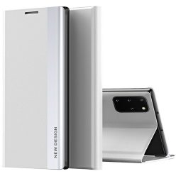   Samsung Galaxy A12 / M12 SM-A125F / M127F, Oldalra nyíló tok, stand, Wooze Silver Line, fehér