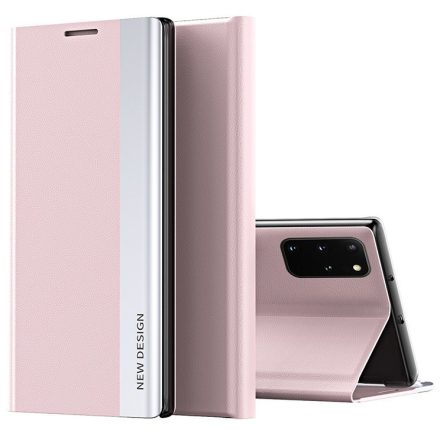 Samsung Galaxy S21 Plus 5G SM-G996, Oldalra nyíló tok, stand, Wooze Silver Line, rózsaszín