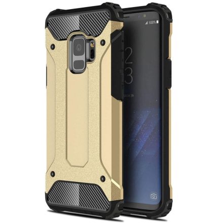 Huawei P50 Pro, Műanyag hátlap védőtok, Defender, fémhatású, arany