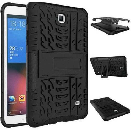 Huawei MatePad 11 (10.95) (2021), Műanyag hátlap védőtok, Defender, kitámasztóval és szilikon belsővel, autógumi minta, fekete