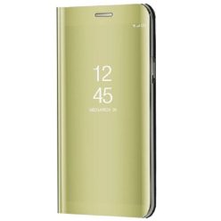   Apple iPhone 13, Oldalra nyíló tok, hívás mutatóval, Smart View Cover, arany (utángyártott)