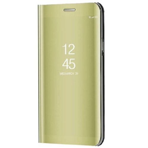 Apple iPhone 13, Oldalra nyíló tok, hívás mutatóval, Smart View Cover, arany (utángyártott)