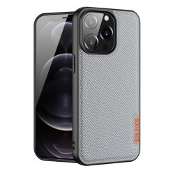  Apple iPhone 13 Pro, Műanyag hátlap védőtok + szilikon keret, fényvisszaverő szövet hátlap, rács minta, Dux Ducis Fino, kék