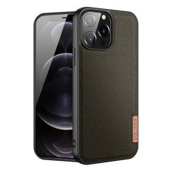   Apple iPhone 13 Pro Max, Műanyag hátlap védőtok + szilikon keret, fényvisszaverő szövet hátlap, rács minta, Dux Ducis Fino, zöld