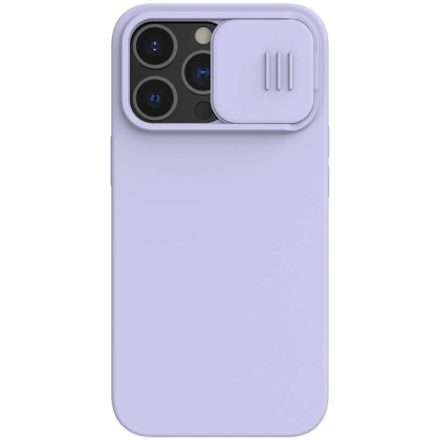 Apple iPhone 13 Pro, Szilikon tok, közepesen ütésálló, kamera védelem, Nillkin CamShield Silky, lila