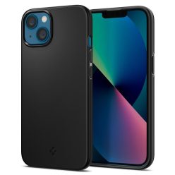   Apple iPhone 13, Műanyag hátlap védőtok, Spigen Thin Fit, fekete