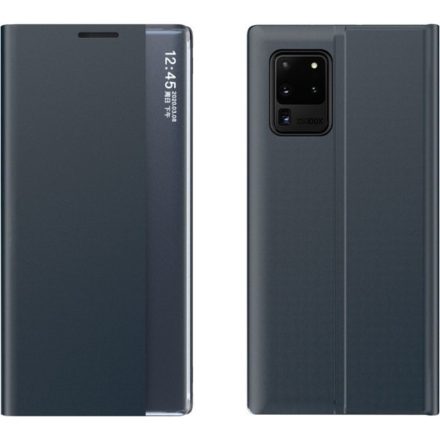 Huawei Mate 40 Pro, Oldalra nyíló tok, stand, hívás mutatóval, vékony csíkban, Wooze Look Inside, sötétkék
